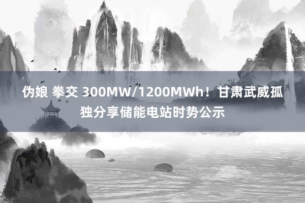 伪娘 拳交 300MW/1200MWh！甘肃武威孤独分享储能电站时势公示